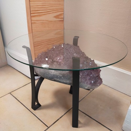 Table géodes améthyste - table,